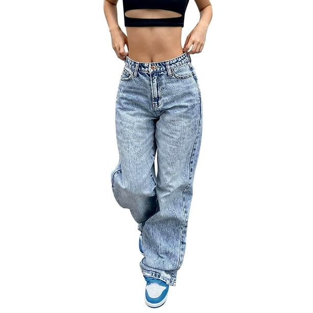 Pantalones vaqueros sueltos Gibobby Color sólido L