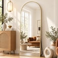 thumbnail image 3 of BEAUTYPEAK 64"x 21" Full Length Mirror Arched Standing Floor Mirror Full Body Mirror, Gold, 3 of 10