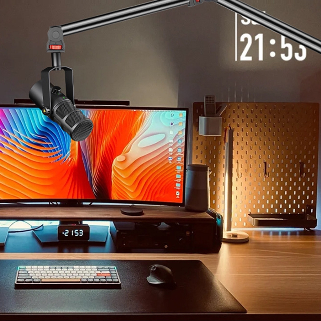JZROCKER Heavy Duty Microphones Desk Arm for Broadcasters Adjustable Clamp and Angle
