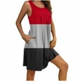 thumbnail image 7 of HAiming Women Nightgown with Pockets Sleep Shirts Colorblock Sleeveless Sleepwear Pleated Front Round Neck Nightdress, 7 of 7