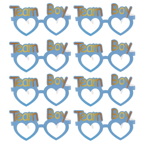8 piezas de gafas de papel Team Boy Eyeglass Baby Welcome Party Gafas Baby Shower Holidays Festival Photo Props (Azul)