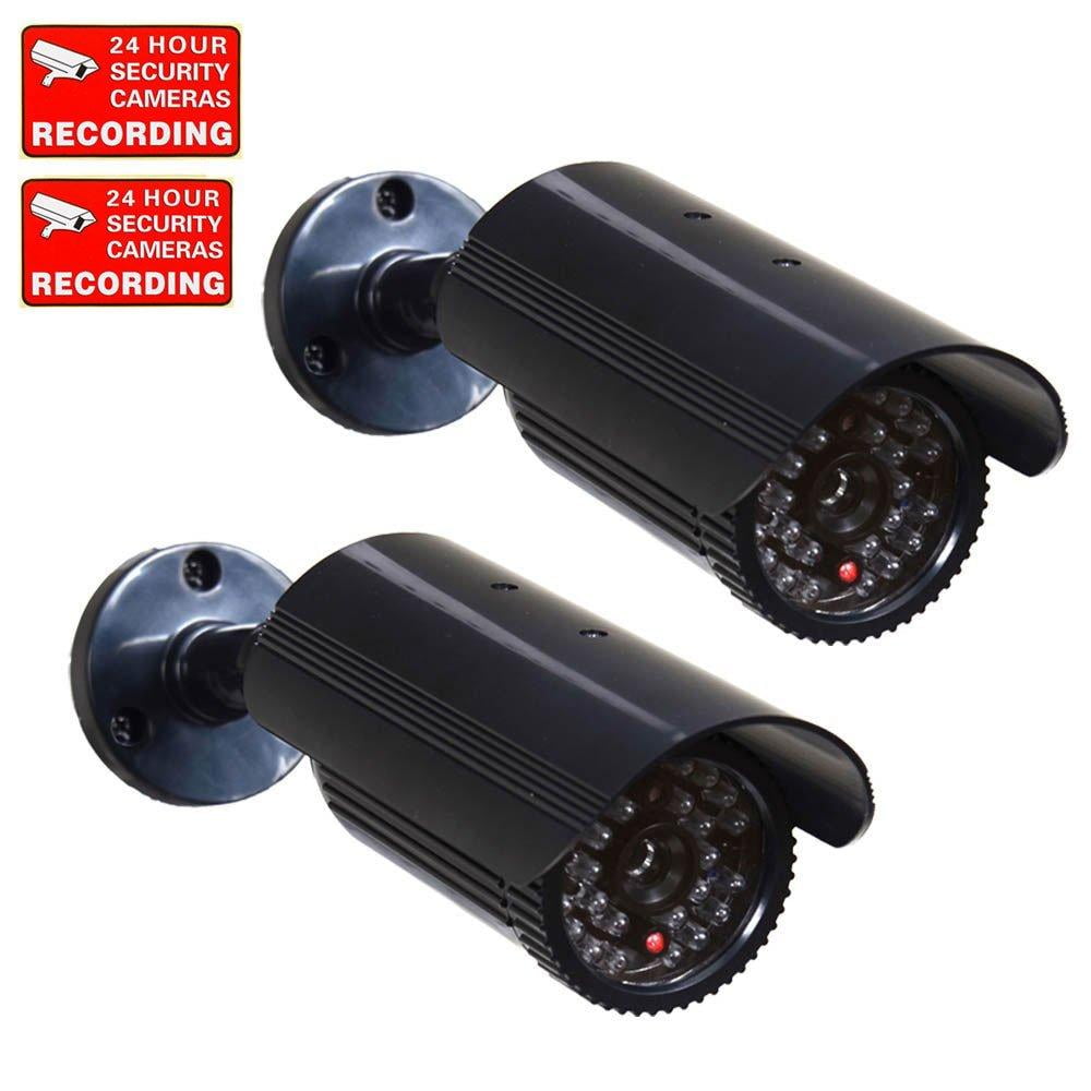 2 Pack Dummy Security Cameras Fake IR Infrared LEDs Flashing Light