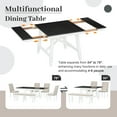 thumbnail image 6 of 6-Piece Extendable Wood Dining Table Set with Upholstered Chairs & 1 Bench, Rectangular Wood Dining Table Set with 2 Removable Leaves, Suitable for Living Room, Cafe, Hotel (White&Black), 6 of 8