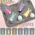 thumbnail image 1 of 24 Pcs Easter Bunny Drawstring Linen Pouch Bags Easter Egg Hunts Candy Treat Gift Rabbit Storage Bags Kids Easter Party Favor, 1 of 4