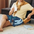 thumbnail image 6 of Bixox Men's Alpaca Astronaut in Space printed lightweight casual shorts, soft sleep shorts with pockets., 6 of 7