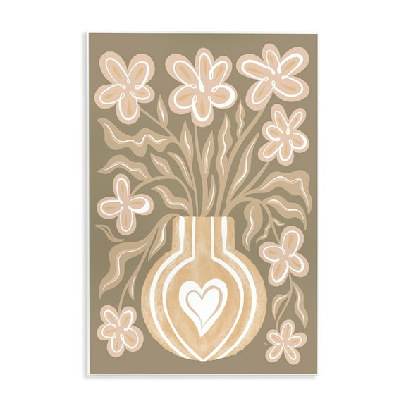 Stupell Industries Pink Retro Flower Vase Floral & Botanical Painting Unframed Art Print Wall Art, 10 x 15