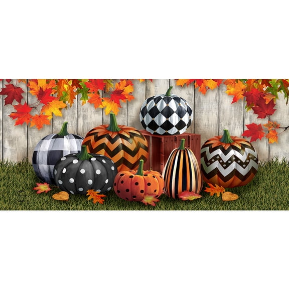 Briarwood Lane Fall Patterned Pumpkins Mini Mat 22x10 Indoor Outdoor For Fall Doormat
