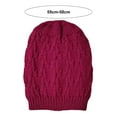 thumbnail image 5 of Women Autumn Winter Solid Color Knitting Hat Geometric Pattern Dome Style Outdoor Snow Skiing Warm Folding Pile Beanie Hat, 5 of 6
