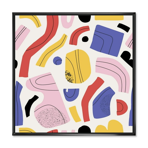 Designart 'Organic and Elements In Pink Yellow and Red' Modern Framed Canvas Wall Art Print