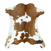 Brown And White Calf hide Rug, 3x2 ft, Genuine Leather, Natural Cowhide for Modern & Rustic Decor