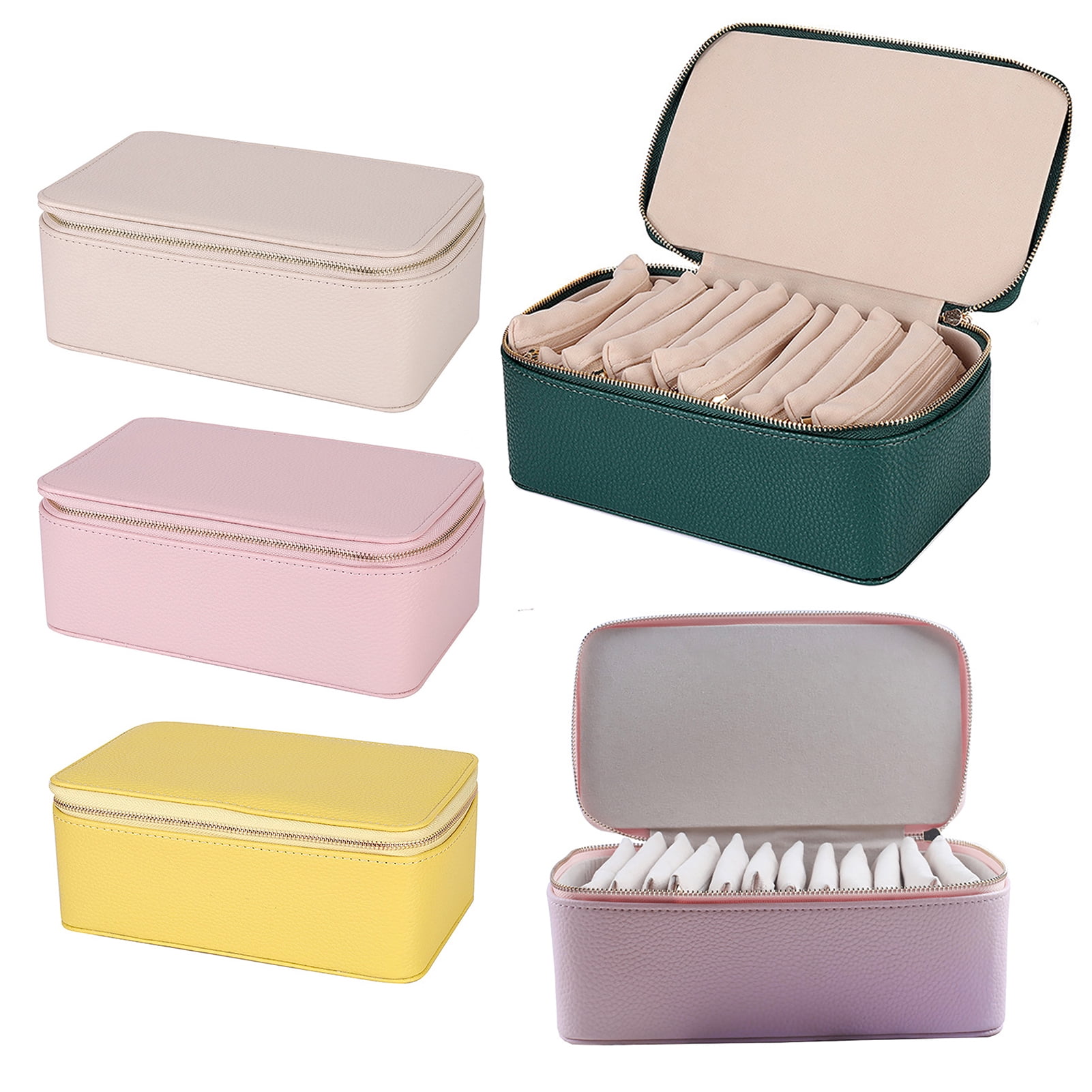 OIUR Travel Jewelry Box Large Capacity Zipper Closure Waterproof Hard Shell Soft Lining Rings Earrings Storage Organizer