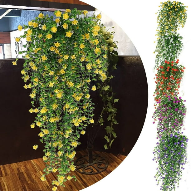 3PC Artificial Colgante de Enredaderas - Clorofido plástico realista para decoración exterior e interior, pack de 3