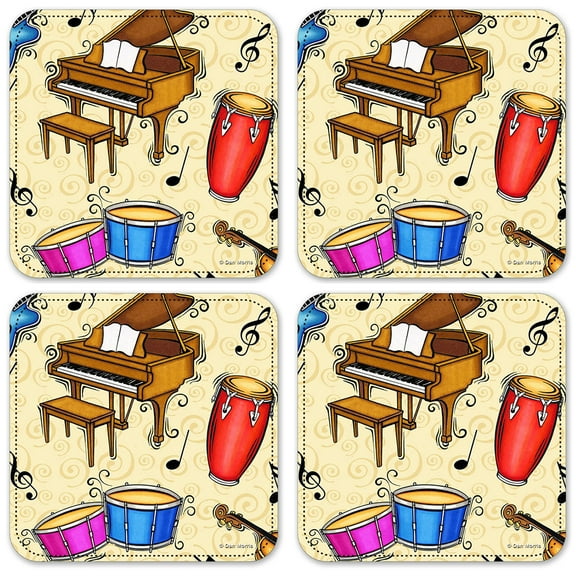 Vinyl Drink Coasters - Set of 4 - Musical Instruments - Image by Dan Morris