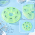 thumbnail image 2 of Pill Organizer, Green Round 7 Compartments Weekly Portable Pill Case, 1 Pack Compact 3.5 Inch Travel Pill Holder, for Daily Medication Vitamin Supplement Storage Outdoor Pocket Purse Carry, 2 of 5