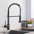 thumbnail image 1 of Spring Brushed Nickel Kitchen Faucet Deck Mounted Mixer Tap 360 Degree Rotation Stream Sprayer Nozzle Kitchen Sink Hot Cold Taps, 1 of 5
