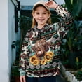 thumbnail image 2 of Uorisanigo Girls Half Zipper Sweatshirts Fall Trendy Retro Highland Cow Aztec Long Sleeve Pullover Top Oversized Girls Crop Sweatshirt Pullover Jackets for Vacation Shopping Exercise Wear, 2 of 7