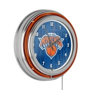 NBA Chrome Double Rung Neon Clock - City - New York Knicks