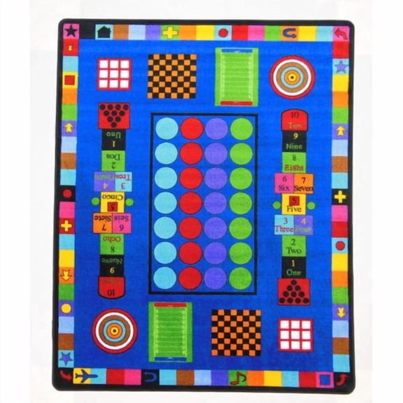 Kids World Carpets Game Time Tufted Nylon Children's Educational and Play Area Rug (5' x 8') - EXACT SIZE