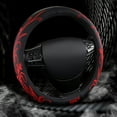 thumbnail image 3 of 15in Universal Butterfly Embroidery Steering Wheel Cover, Breathable Leather Anti-Slip Grip, Odorless Comfortable Car Steering Wheel Protector Cover for Women Men, 3 of 14
