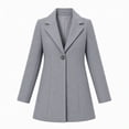 thumbnail image 3 of Women Coat Winter Casual Long Sleeve Solid Color Button Front Lapel Coat with Pockets Soft Loose Fit Cozy Outerwear for Office Wear, 3 of 6