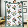 thumbnail image 2 of Watercolor Floral Throw Blanket Plant Flower Blanket Butterfly Dragonfly Throw Blanket Soft Flannel Fleece Blanket Cozy Fuzzy Plush Throw Blanket for Bed Sofa Travel 60” x 80”, 2 of 6