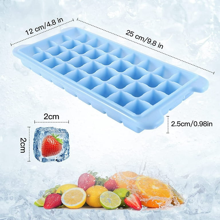 2Packs Ice Cube Trays (Pink+Blue) , Plastic Elongated Ice Cube