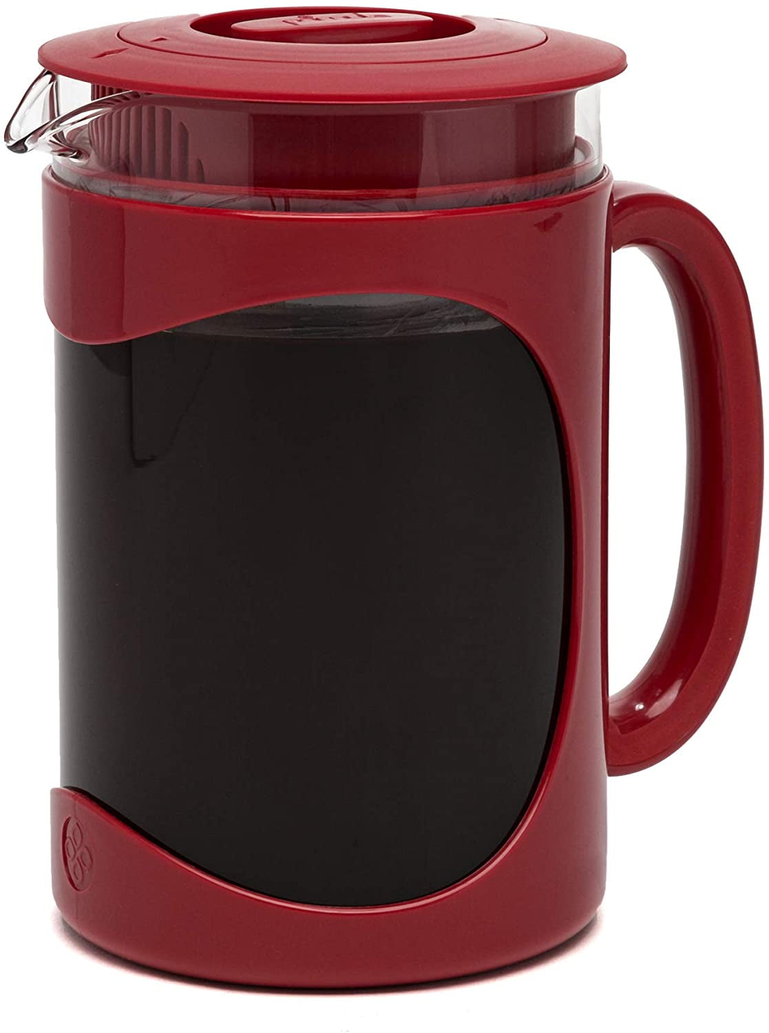 Primula Burke Deluxe Cold Brew Iced Coffee Maker, Comfort Grip Handle, Durable Glass Carafe, Removable Mesh Filter, Perfect 6 Cup Size, Dishwasher Safe, 1.6 Qt, Red