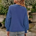 thumbnail image 6 of Fartey Fall Sweaters for Women 2024 Trendy Cable Knit Sweater Dressy Casual Long Sleeve Crew Neck Pullover Sweater Soft Comfy Solid Color Knit Jumper Tops Blue XL, 6 of 7