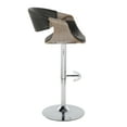 thumbnail image 5 of LumiSource Chrome Metal, Light Grey Wood, Black PU Symphony Adjustable Barstool - Set of 2, 5 of 6