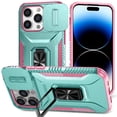 thumbnail image 1 of Heavy Duty Armor Case for iPhone 14 Pro with Slide Camera Cover & Magnetic Ring Stand Green, 1 of 5