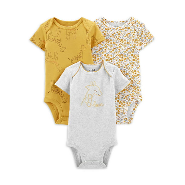 Carter's Child of Mine Baby Girls Giraffe Bodysuit, 3-Pack, Preemie-18 ...