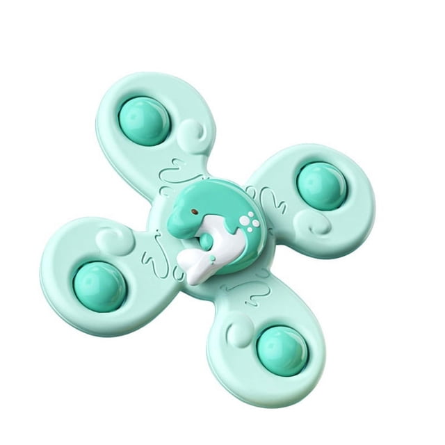 Ventosa giratoria con forma de flor, borde liso, interesante, fuerte succión, juguete para niños, 4 cabezas, verde, 1.6 oz