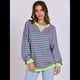 thumbnail image 5 of Sudaderas A Rayas para Mujer, Camisetas de Larga con Cuello Redondo de Gran Tamaño, Jersey Y2K, Ropa de Moda de Otoño Rosa S, 5 of 9