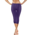 thumbnail image 4 of Flash Picks UTSJKR Women's Capri Yoga Pants 3/4 Length Leggings Workout Tummy Control Stretch Pants Workout Tummy Control Capris for Women Purple 6, 4 of 8