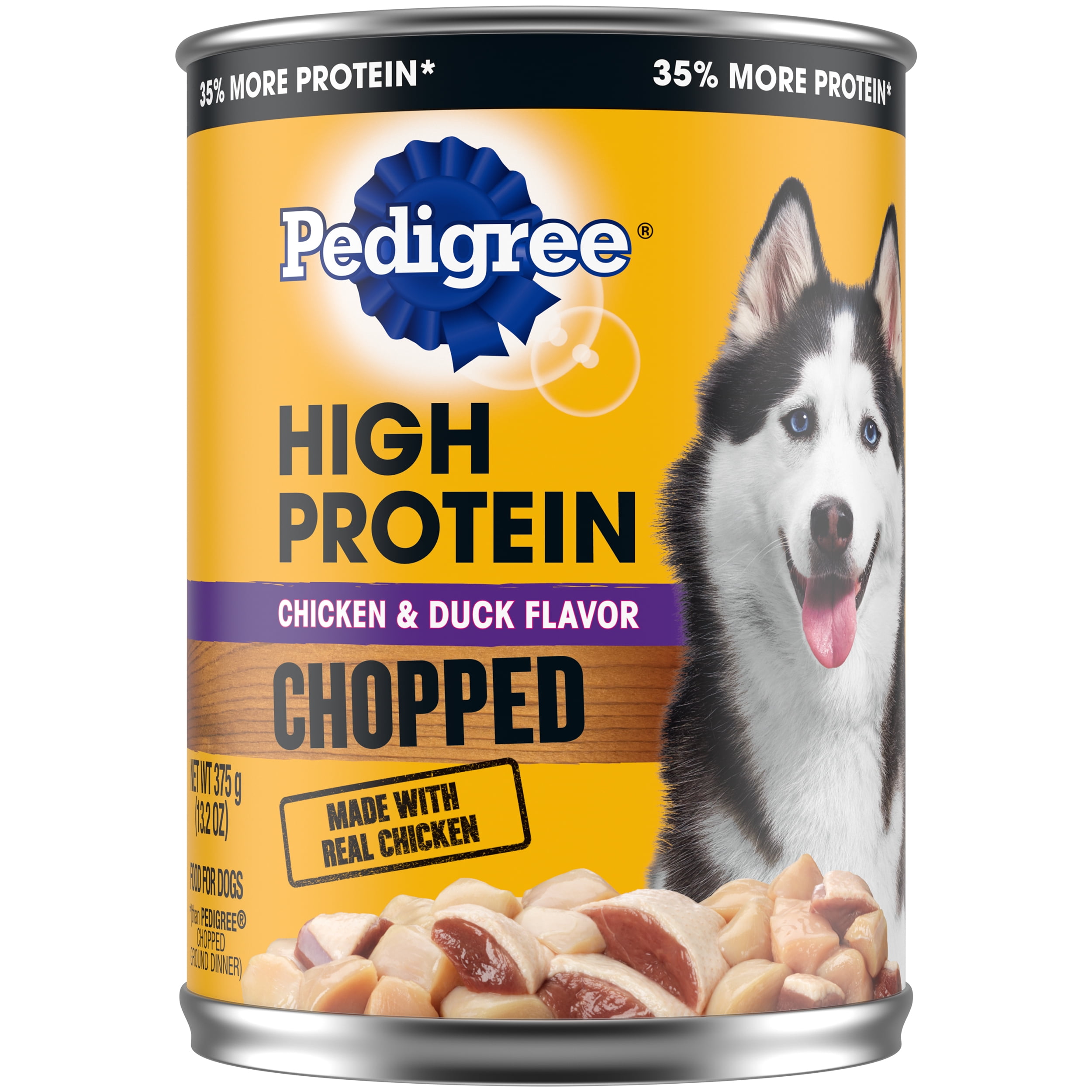 Pedigree High Protein Chopped Chicken & Duck Flavor Canned Soft Wet Dog Food for Adult Dogs, 13.2 oz. Can