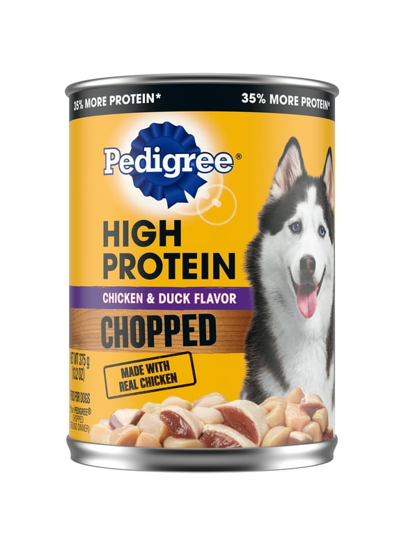 Pedigree High Protein Chopped Chicken & Duck Flavor Canned Soft Wet Dog Food For Adult Dogs, 13.2 Oz Can