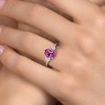 thumbnail image 4 of Gem Stone King 10K Two Tone Gold Pink Created Sapphire and Lab Grown Diamond Engagement Ring for Women | 1.54 Cttw | Oval 9X7MM | Gemstone September Birthstone | Size 6, 4 of 6