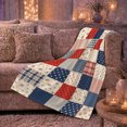 thumbnail image 6 of Rustic Patriotic Patchwork Square, Cozy Artistic Scene, Warm Flannel Blanket for Cabin and Lodge with Detailed Artwork, Celestial Art Lovers Housewarming Gift, Artistic Home Decor, 6 of 9