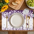 thumbnail image 4 of Purple Spring Botanical Placemats Set of 4, Weeping Eucalyptus Butterfly Placemats for Dining Table, Place Mats for Kitchen Tabletop, Waterproof Wipeable Dining Table Mats Set, 4 of 9