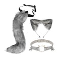 thumbnail image 1 of Conjunto de collar y cola con orejas, bonito disfraz de gato para carnaval, espectáculo de Halloween Gris oscuro, 1 of 8