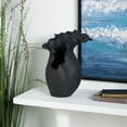 thumbnail image 3 of DecMode 16" Abstract Floral Inspired Black Ceramic Vase with Wavy Folded Rim, 3 of 14