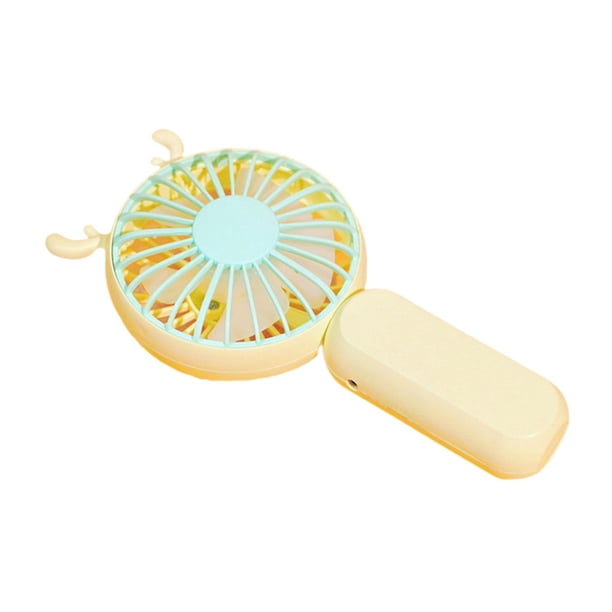 Mini ventilador portátil de mano, ventilador de refrigeración, recargable por USB, pequeño ventilador de mano, elegante ventilador de maquillaje para Amarillo