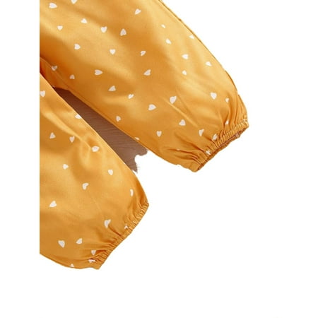 

Casual Heart print Spaghetti Strap Cami Sleeveless Mustard Yellow Baby Jumpsuits (Baby s)