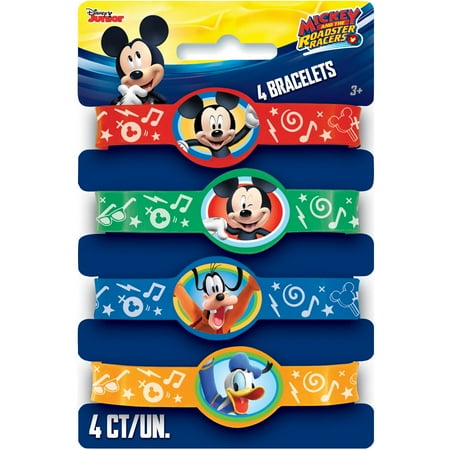 Mickey Mouse Rubber Bracelet Party Favors, Assorted, 4ct