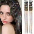 thumbnail image 2 of Rainbow Hair Tinsel Clip In Extensions 12 Pcs, 20 Inch Glitter Hair Strands with Clips, Rainbow Hair Accessories for Women Girls Party Festival, 2 of 9