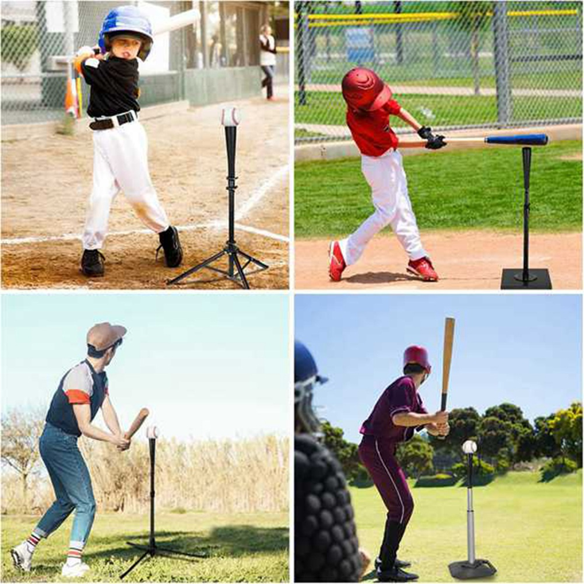 29.5In-45.3in Baseball Softball Batting Tee for Hitting Height Adjustable Practice Training Travel Tee Stand