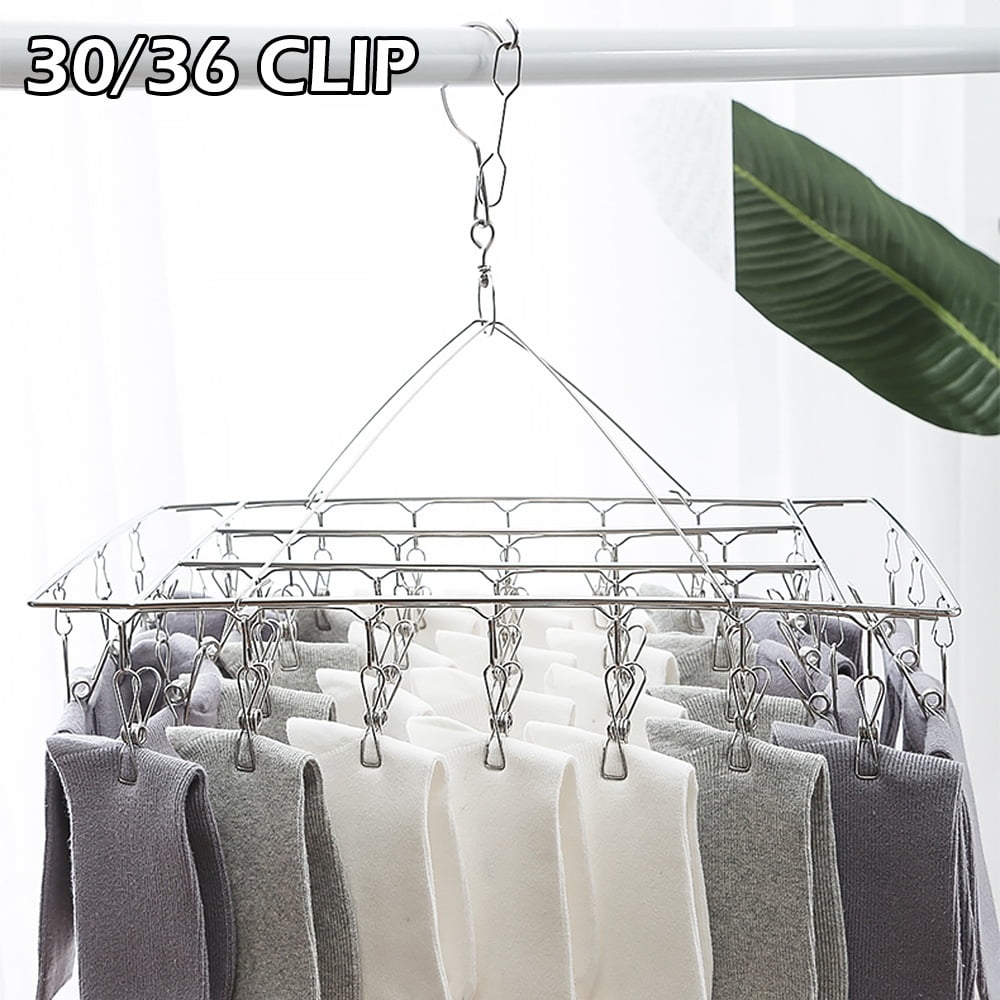 30/36 Pegs Practical Stainless Steel Dryer Sock Clothes Airer Hanger