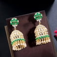 thumbnail image 6 of Vivid Green Yellow Gold Plated Cubic Zirconia Round Long Earrings Jewellery, 6 of 8