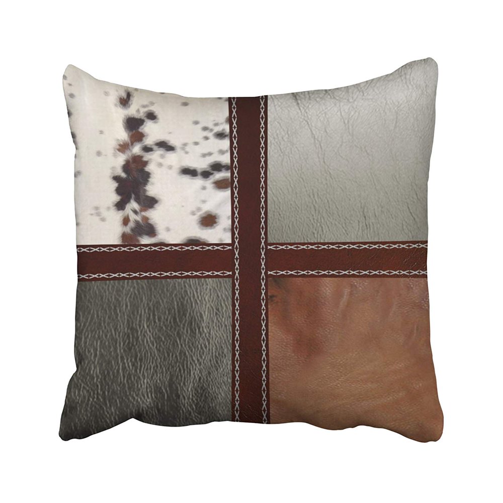 BPBOP Style Pillows Western Style Leather And Cowhide Print Pillowcase