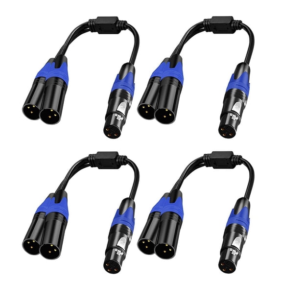 XLR Splitter Cable, 1 XLR Female to 2 XLR Male Y Cable Balanced Microphone Splitter Cord Audio Adaptor 4Pack